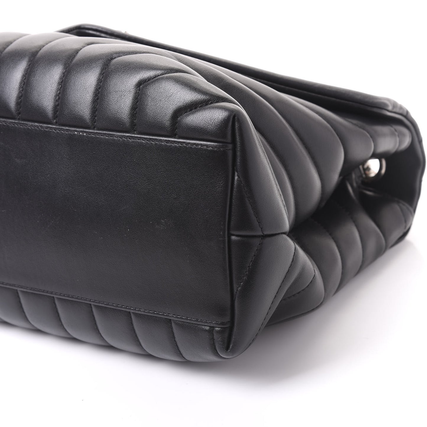 Calfskin Y Quilted Monogram Medium Loulou Chain Satchel Black