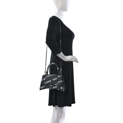 Balenciaga Coated Canvas BB Monogram Allover Logo Small Hourglass Top Handle Bag Black Grey White 3 of 8