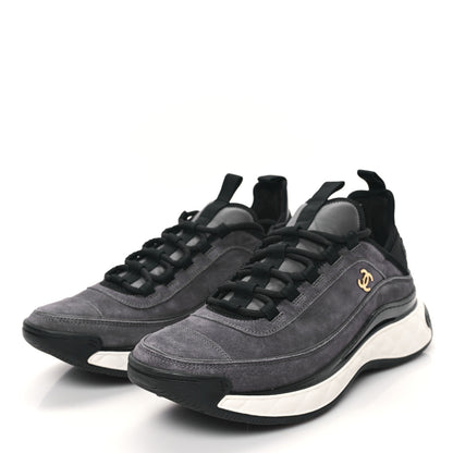 Chanel Suede Calfskin Nylon Grosgrain CC Sneakers 40 Grey 3 of 8