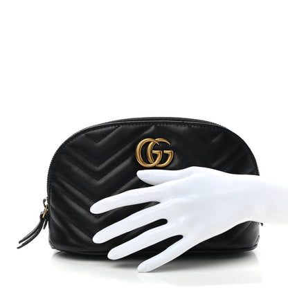 Gucci Calfskin Matelasse Large GG Marmont Pouch Cosmetic Case Black 2 of 7