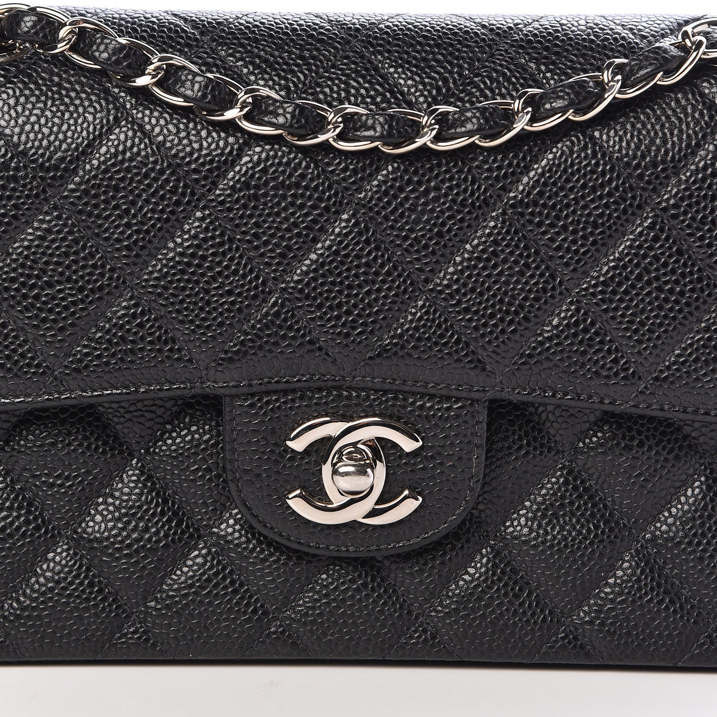 Caviar Quilted Small Double Flap Black