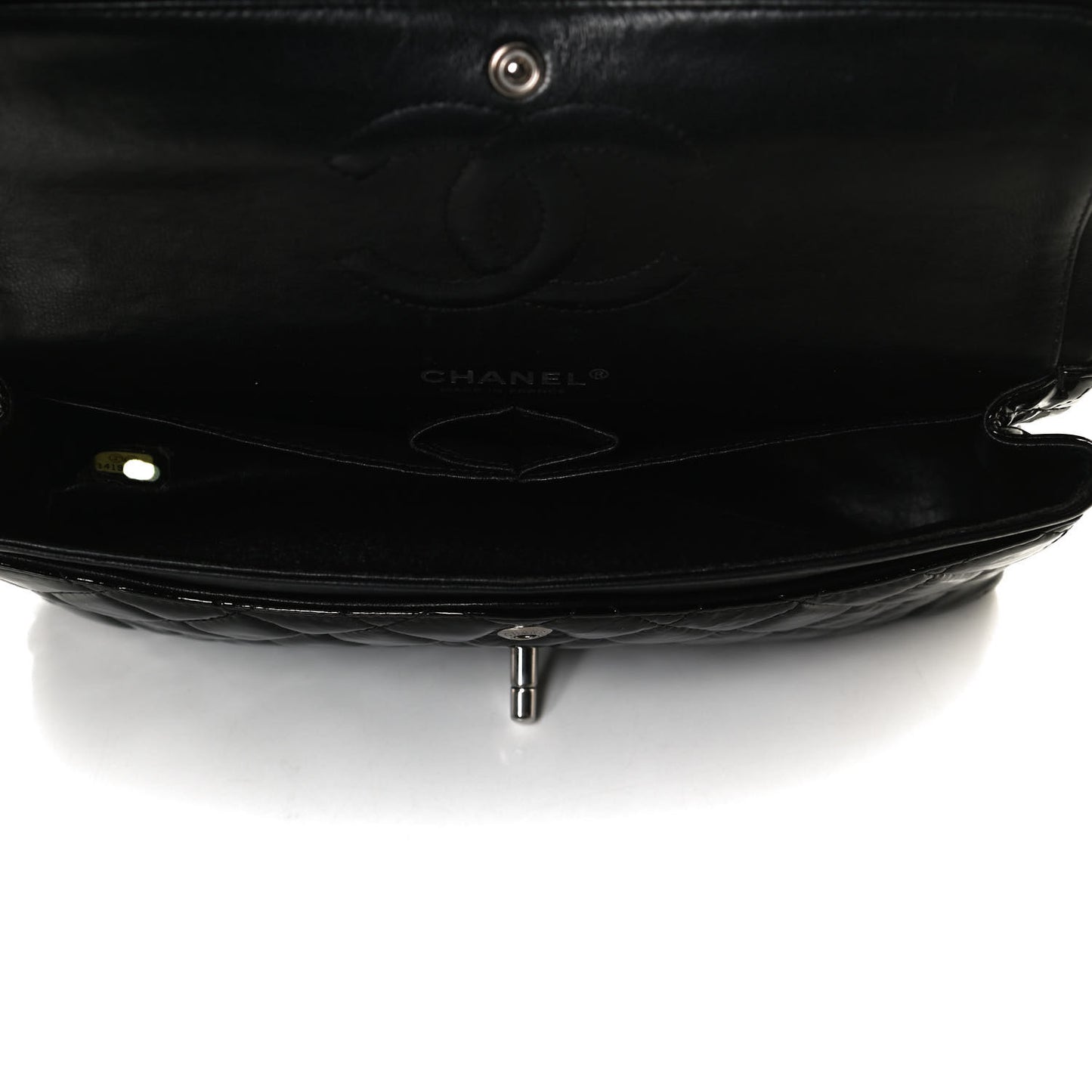 Patent Quilted Medium Double Flap Black