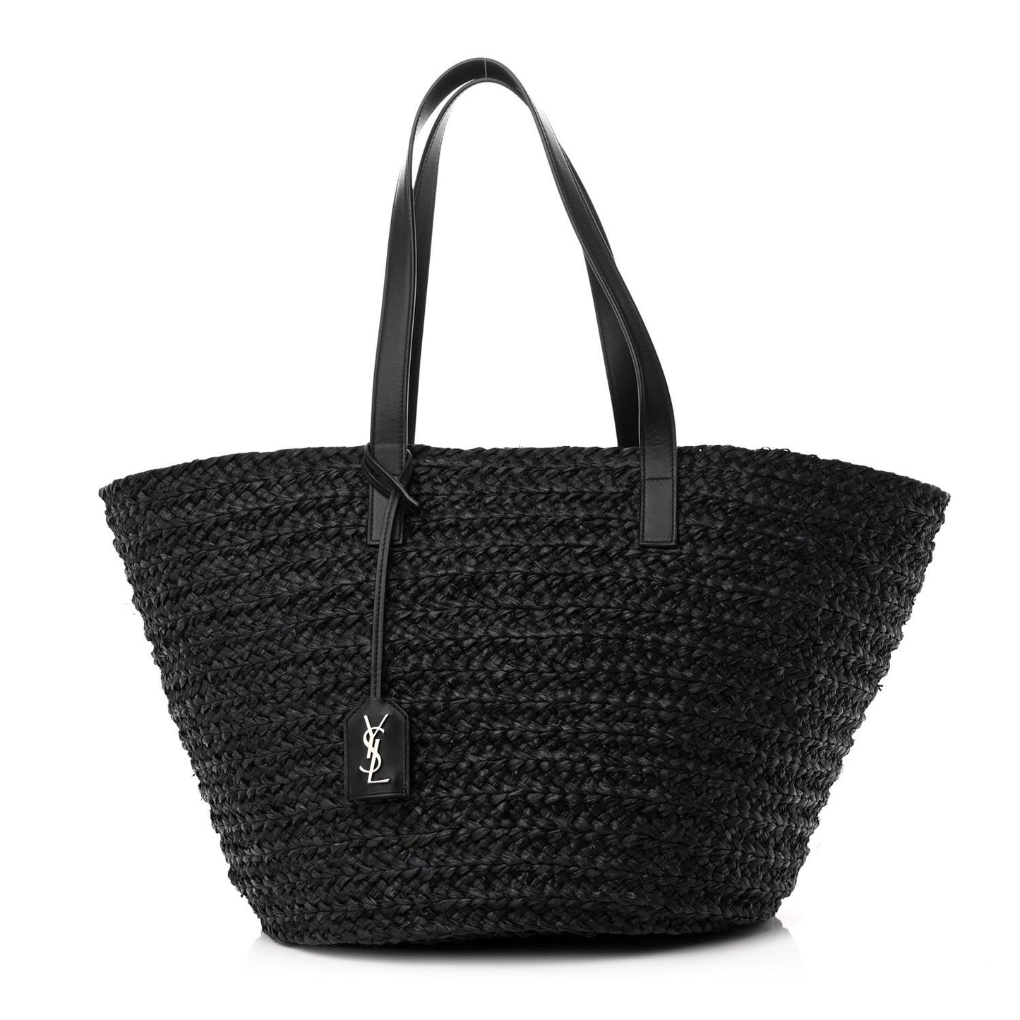 Raffia Medium Panier Bag Black