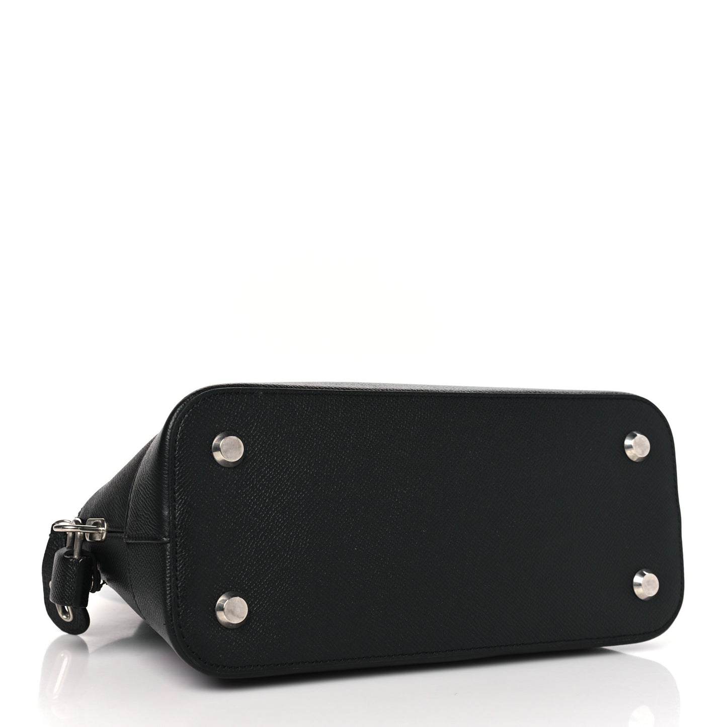Signature Grained Calfskin Logo S Ville Top Handle Bag Black Rose Shocking