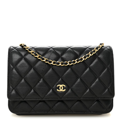 Chanel Lambskin Quilted Wallet On Chain WOC Black 1 of 13