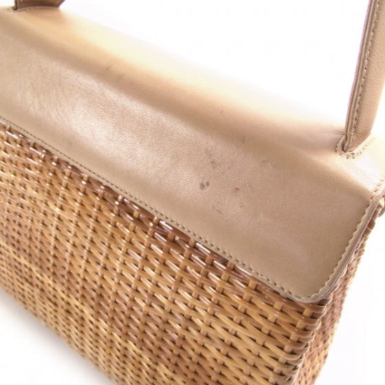 Vintage Straw Bag w/Tortoise CC Lock