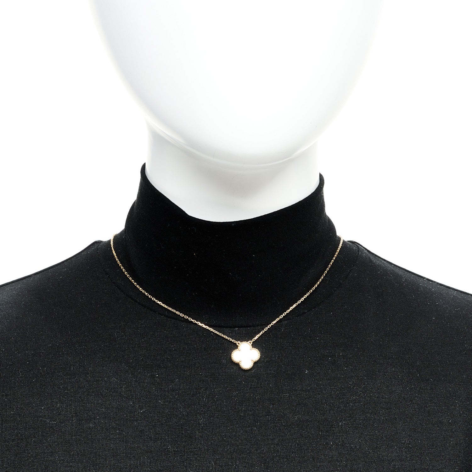 Van Cleef & Arpels 18K Yellow Gold Mother of Pearl Vintage Alhambra Pendant Necklace 2 of 5