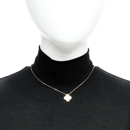 Van Cleef & Arpels 18K Yellow Gold Mother of Pearl Vintage Alhambra Pendant Necklace 2 of 5