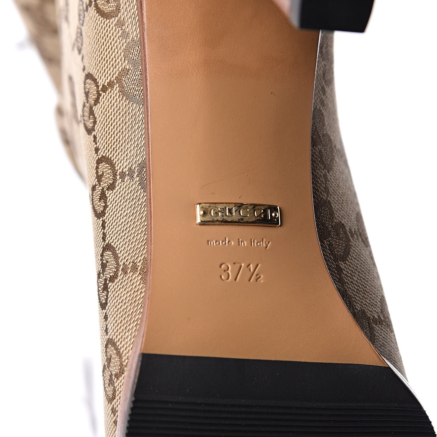 Monogram Lisa Mid Heel Boots 37.5 Beige Ebony