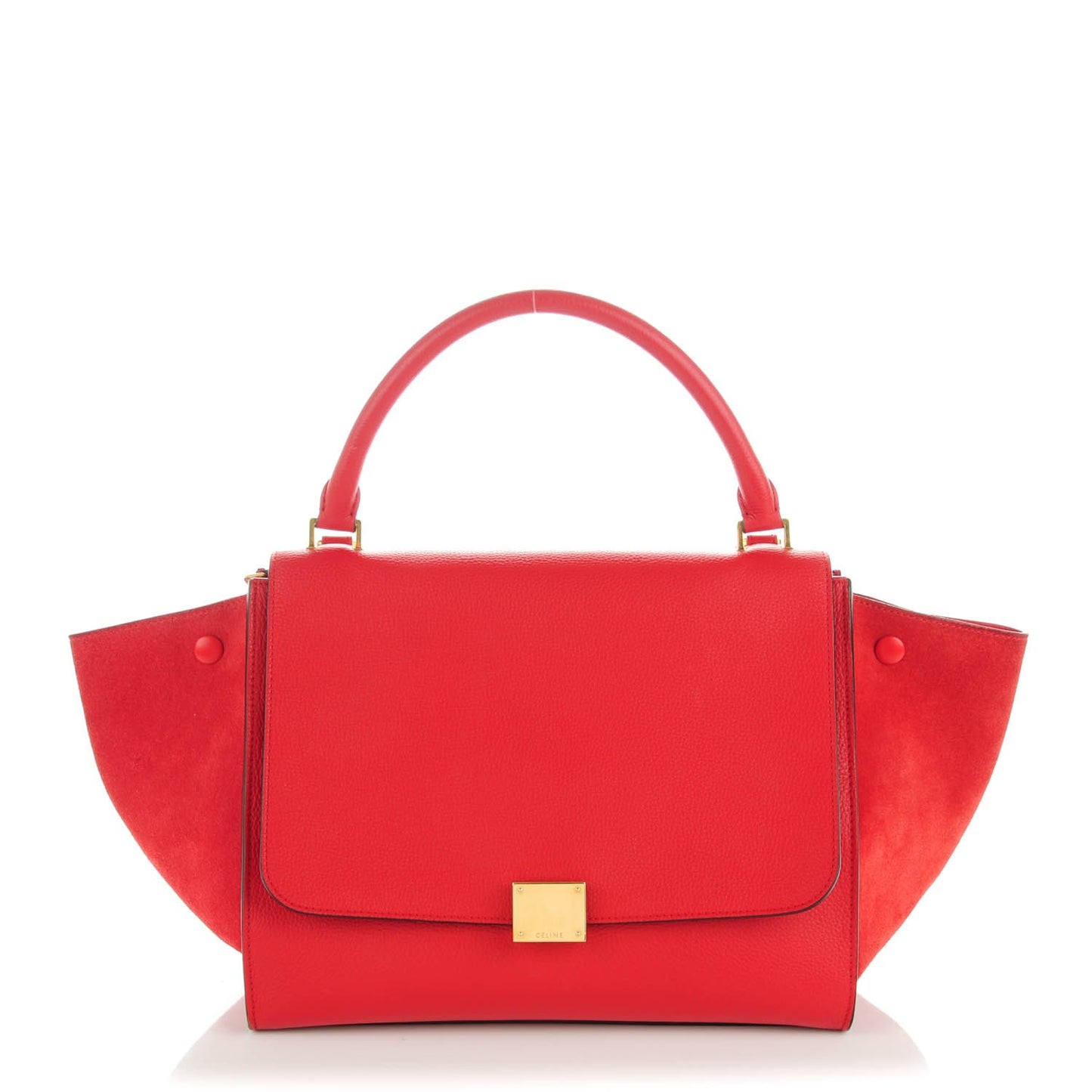 Drummed Calfskin Suede Small Trapeze Coquelicot