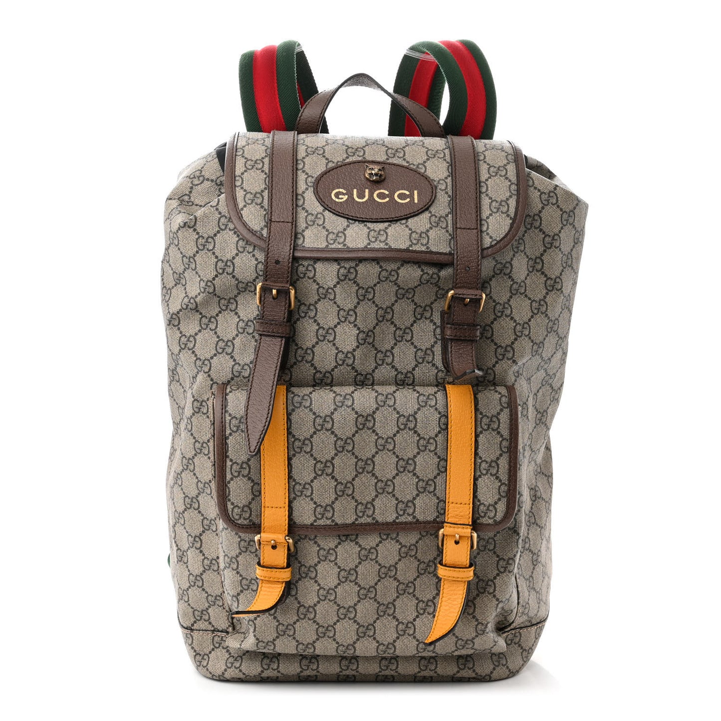 Soft GG Supreme Monogram Neo Vintage Double Buckle Backpack Beige New Acero Crop