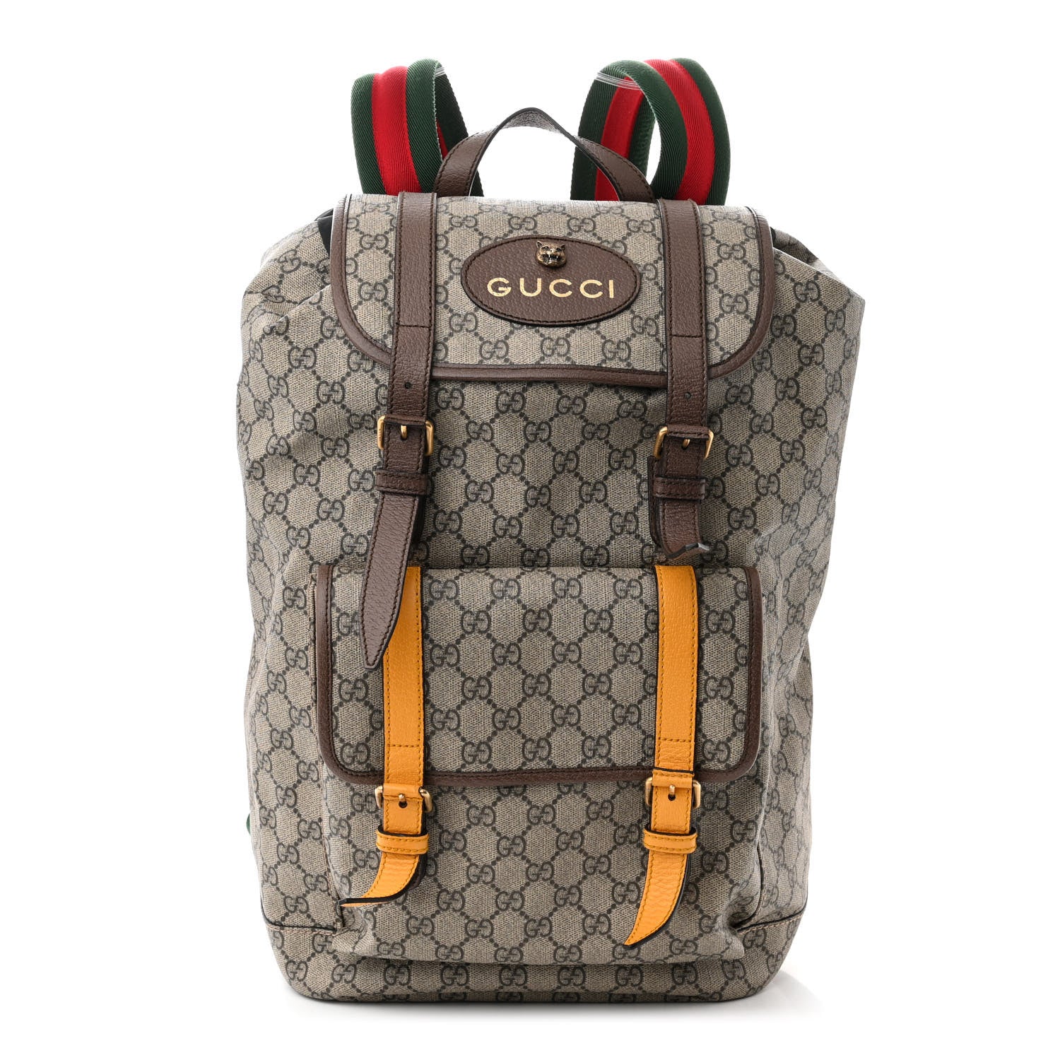 Gucci Soft GG Supreme Monogram Neo Vintage Double Buckle Backpack Beige New Acero Crop 1 of 11