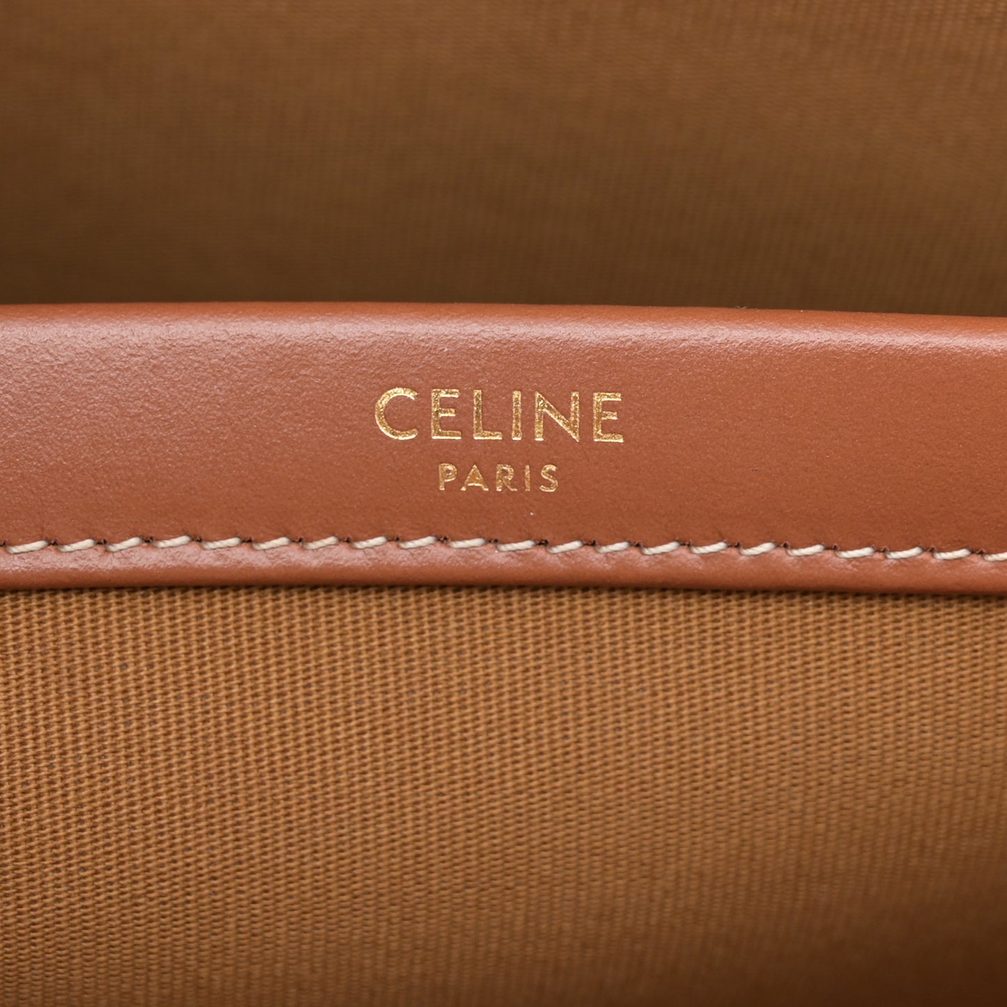 Triomphe Canvas Calfskin Mini Horizontal Cabas Tan