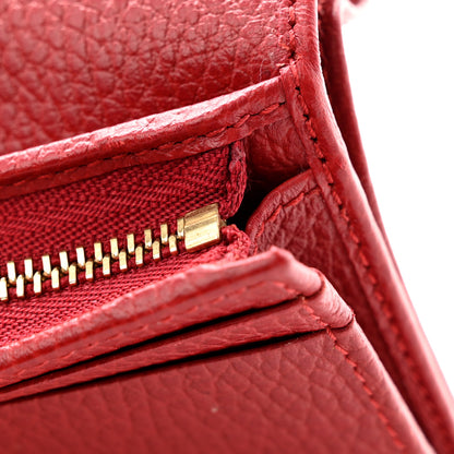 Gucci Pebbled Calfskin GG Marmont Card Case Hibiscus Red 13 of 15