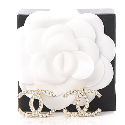 Chanel Baguette Crystal High Society CC Earrings Gold 5 of 5