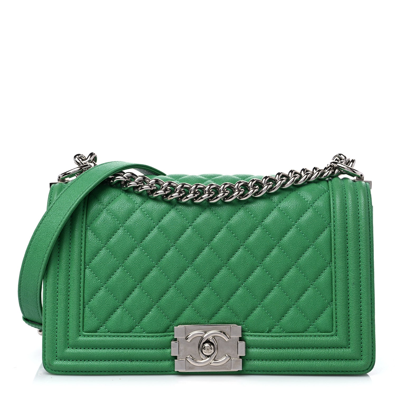 Chanel Caviar Quilted Medium Boy Flap Green 1 of 14