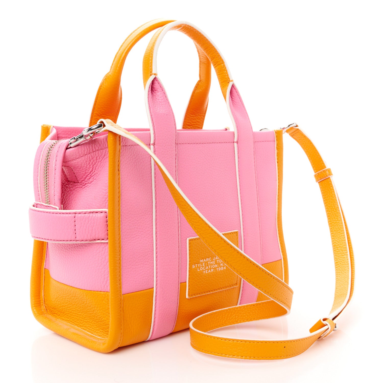 Marc Jacobs Grained Calfskin Small The Tote Bag Pink Orange