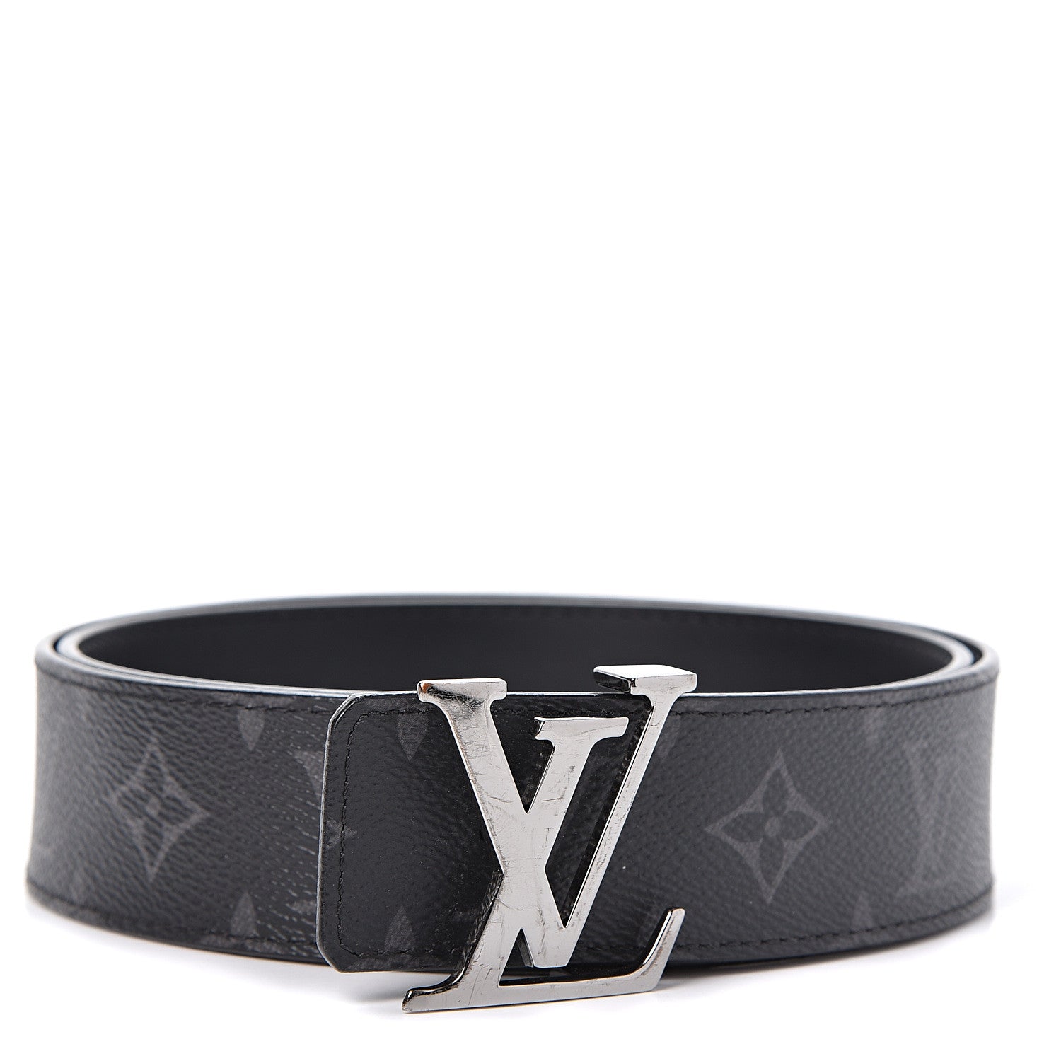 Louis Vuitton Monogram Eclipse Taigarama 40mm LV Initiales Reversible Belt 85 34 Black 1 of 4