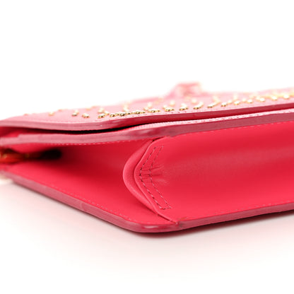 MCM Saffiano Studded Wallet On Chain Pink 9 of 12