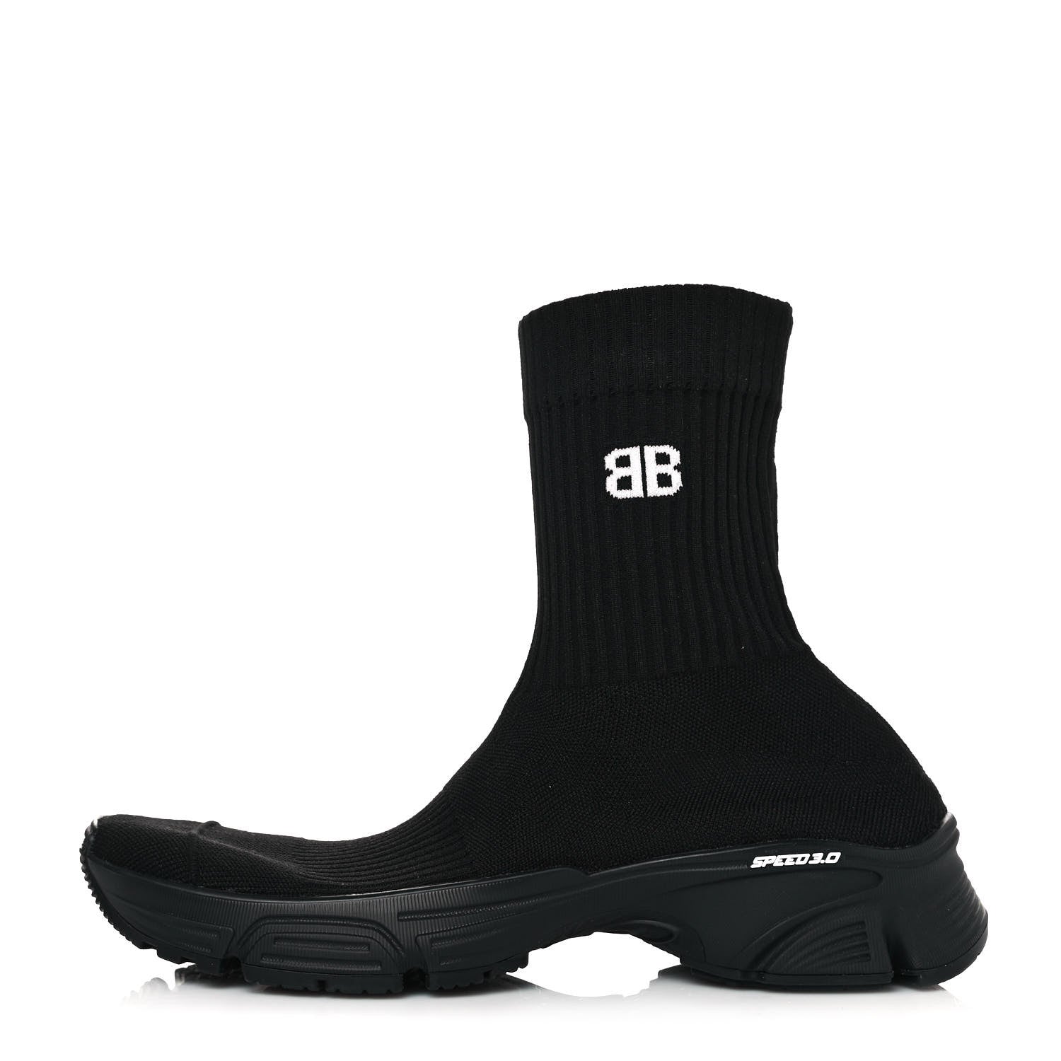 Balenciaga Technical Ribbed 3D Recycled Knit Womens Speed 3.0 Sneakers 37 Monocolor Black 1 of 7