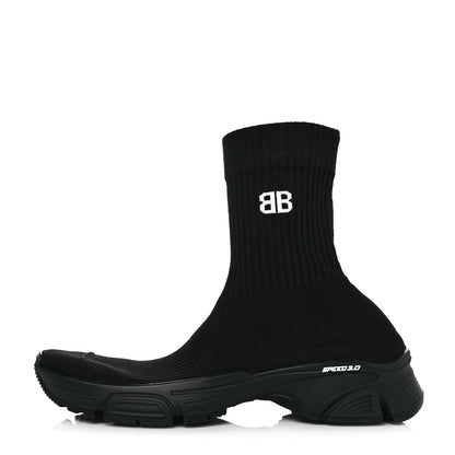 Balenciaga Technical Ribbed 3D Recycled Knit Womens Speed 3.0 Sneakers 37 Monocolor Black 1 of 7