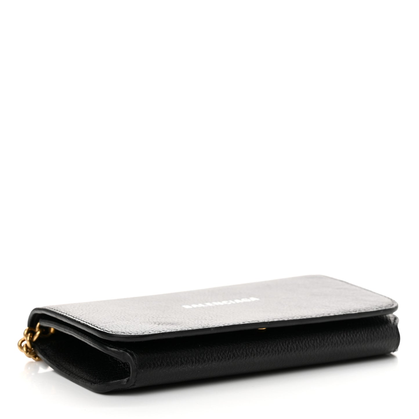 Grained Calfskin Logo Cash Phone Holder Wallet On Chain Black White