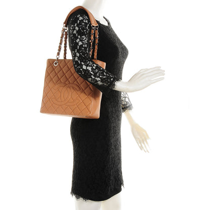 Chanel Caviar Quilted Petit Shopping Tote PST Dark Beige 2 of 7