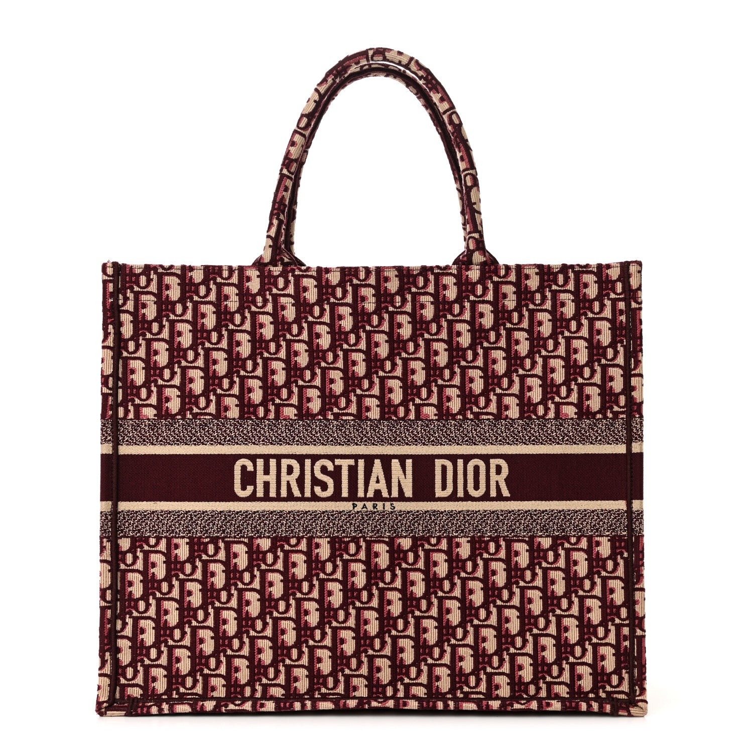 Christian Dior Oblique Large Book Tote Burgundy Multicolor 1 of 15