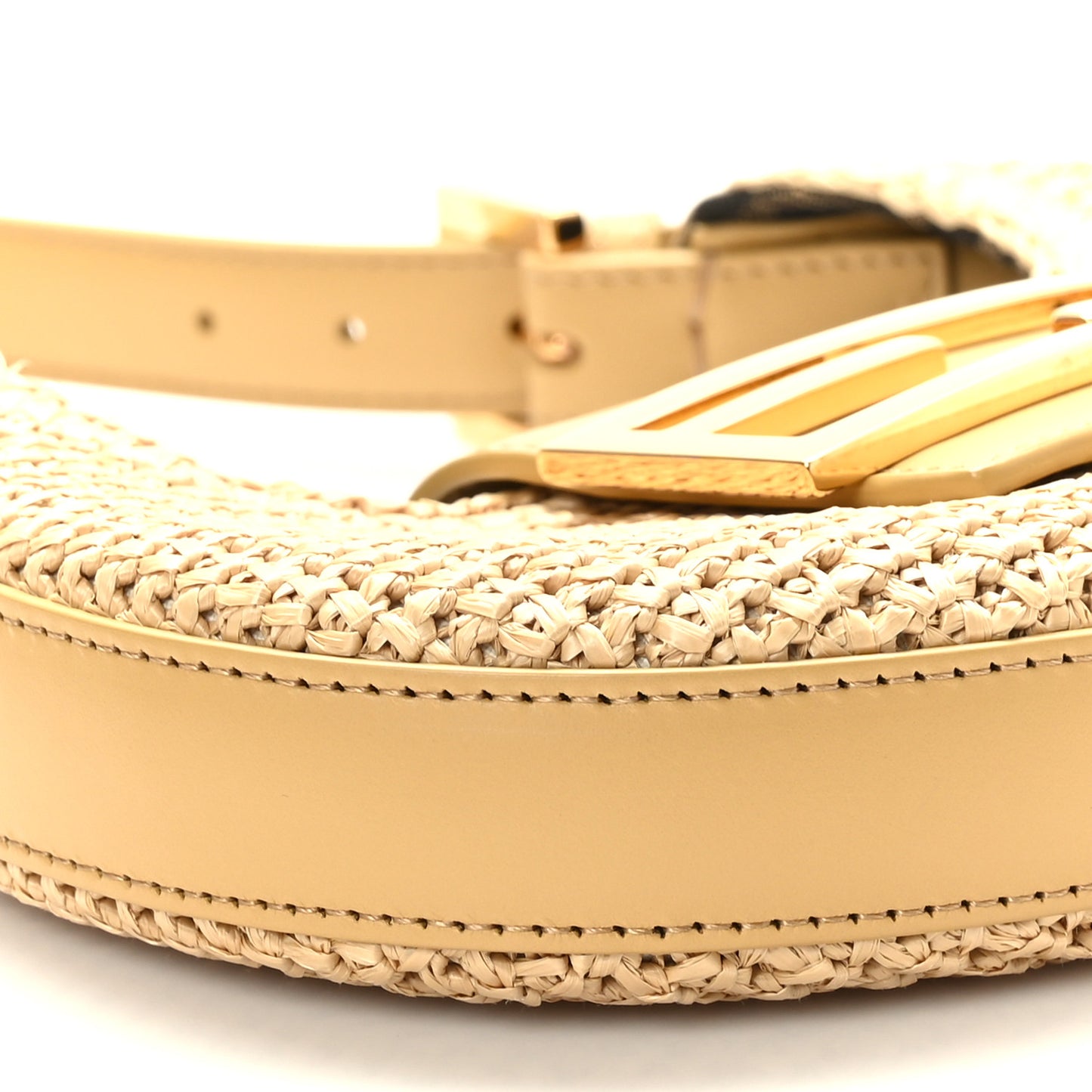 Raffia Vitello King Mini Cookie Hobo Bag Naturale Sahara
