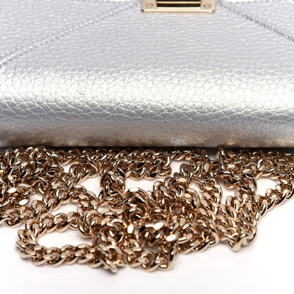 Christian Dior Metallic Grained Calfskin Diorama Croisiere Chain Wallet Silver 10 of 10