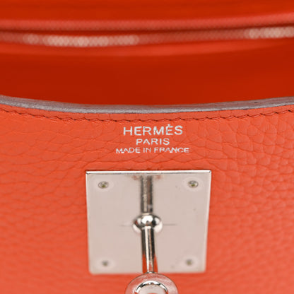 Hermes Taurillon Clemence Kelly Retourne 28 Orange Poppy 6 of 15