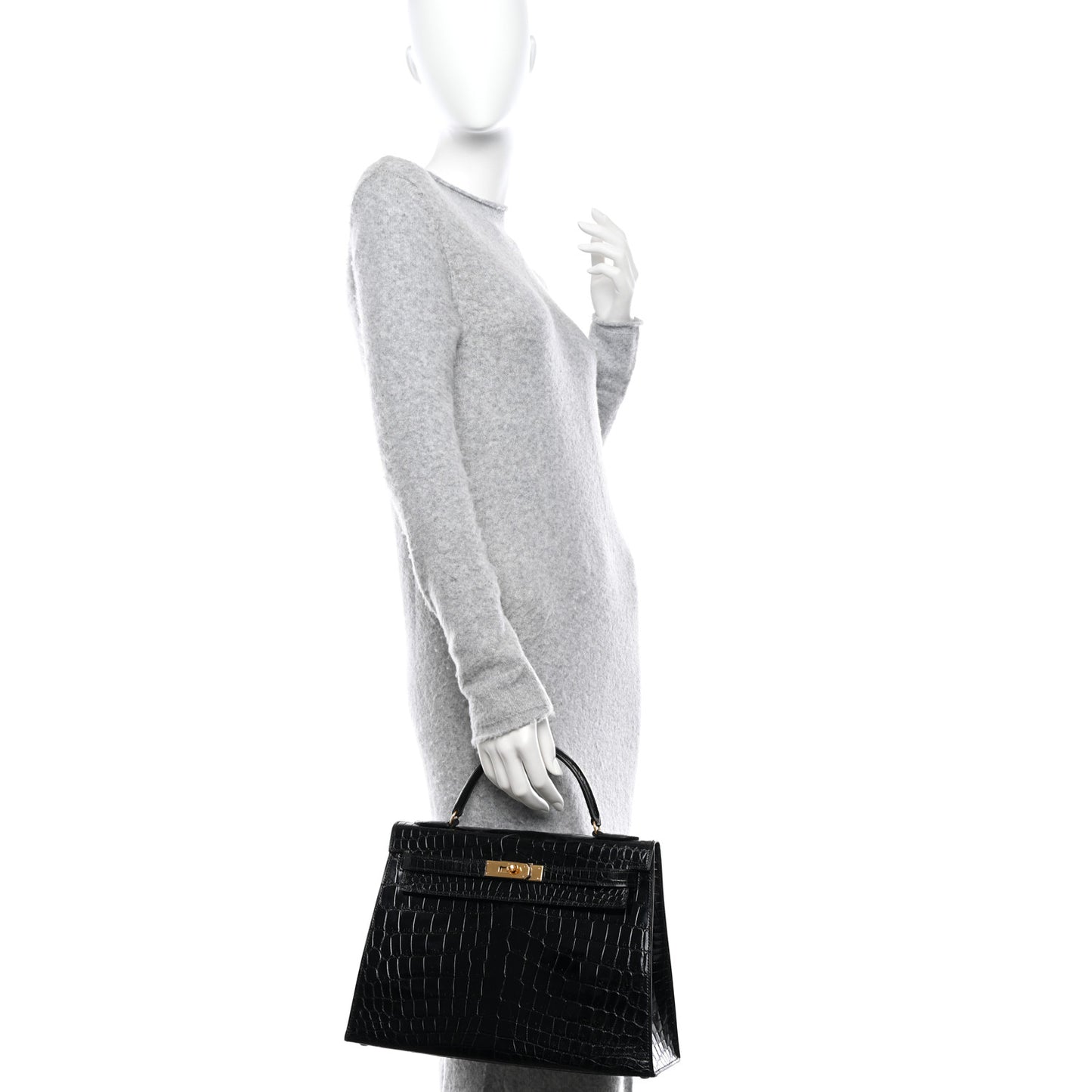 Shiny Niloticus Crocodile Kelly Sellier 32 Black