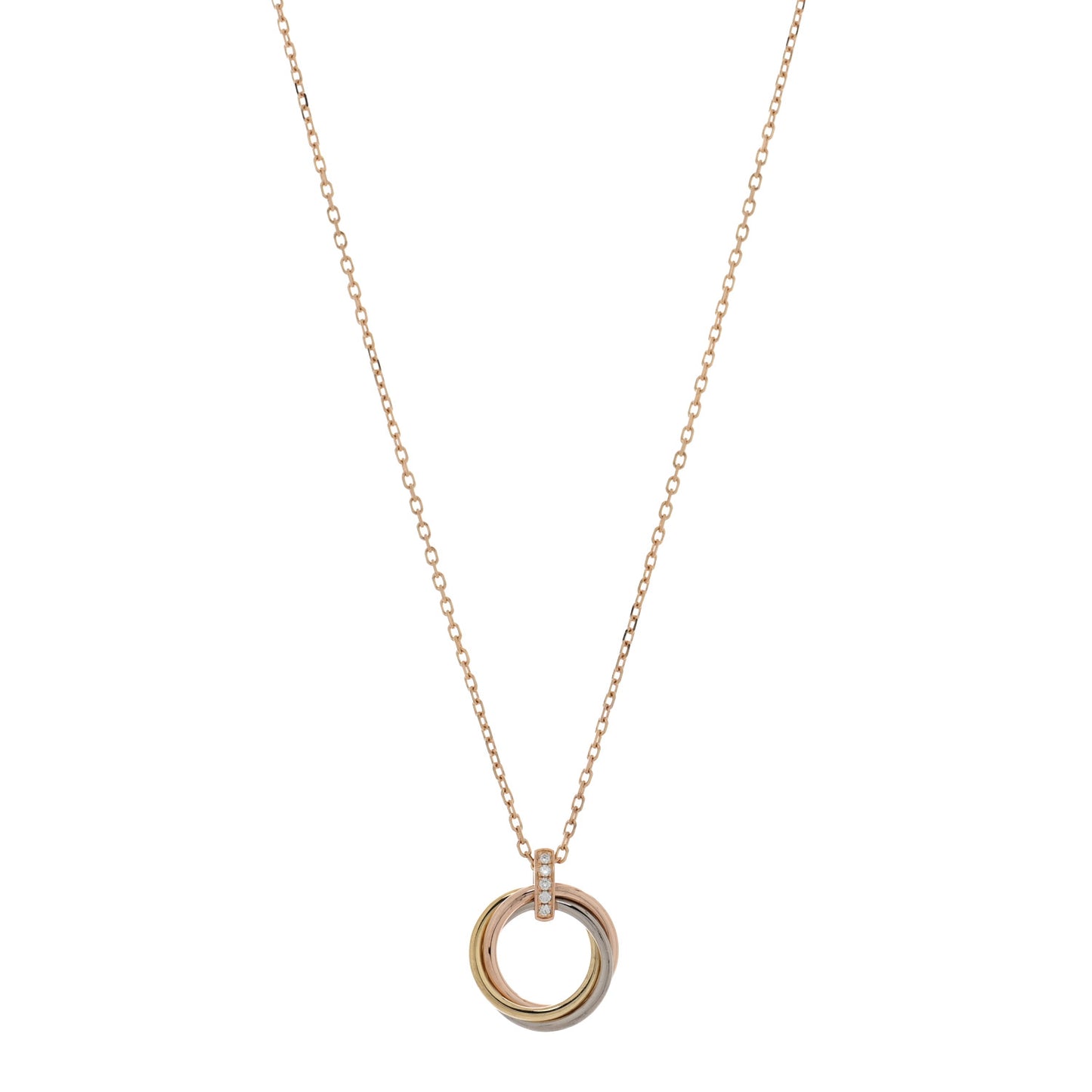 18K Pink White Yellow Gold Diamond Trinity Pendant Necklace