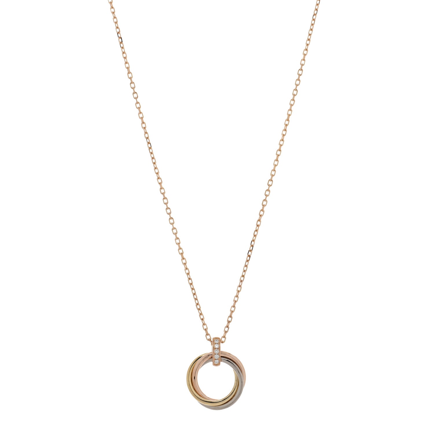 Cartier 18K Pink White Yellow Gold Diamond Trinity Pendant Necklace 1 of 4