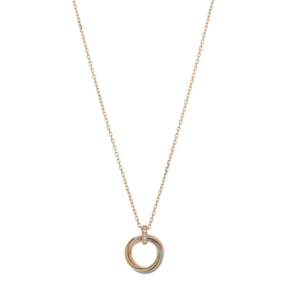 Cartier 18K Pink White Yellow Gold Diamond Trinity Pendant Necklace 1 of 4