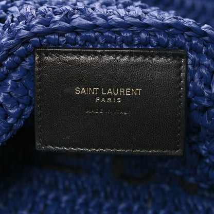 Saint Laurent Raffia Rive Gauche Tote Blue 6 of 10