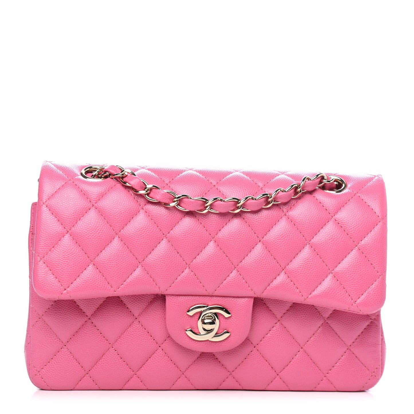 Caviar Quilted Small Double Flap Pink