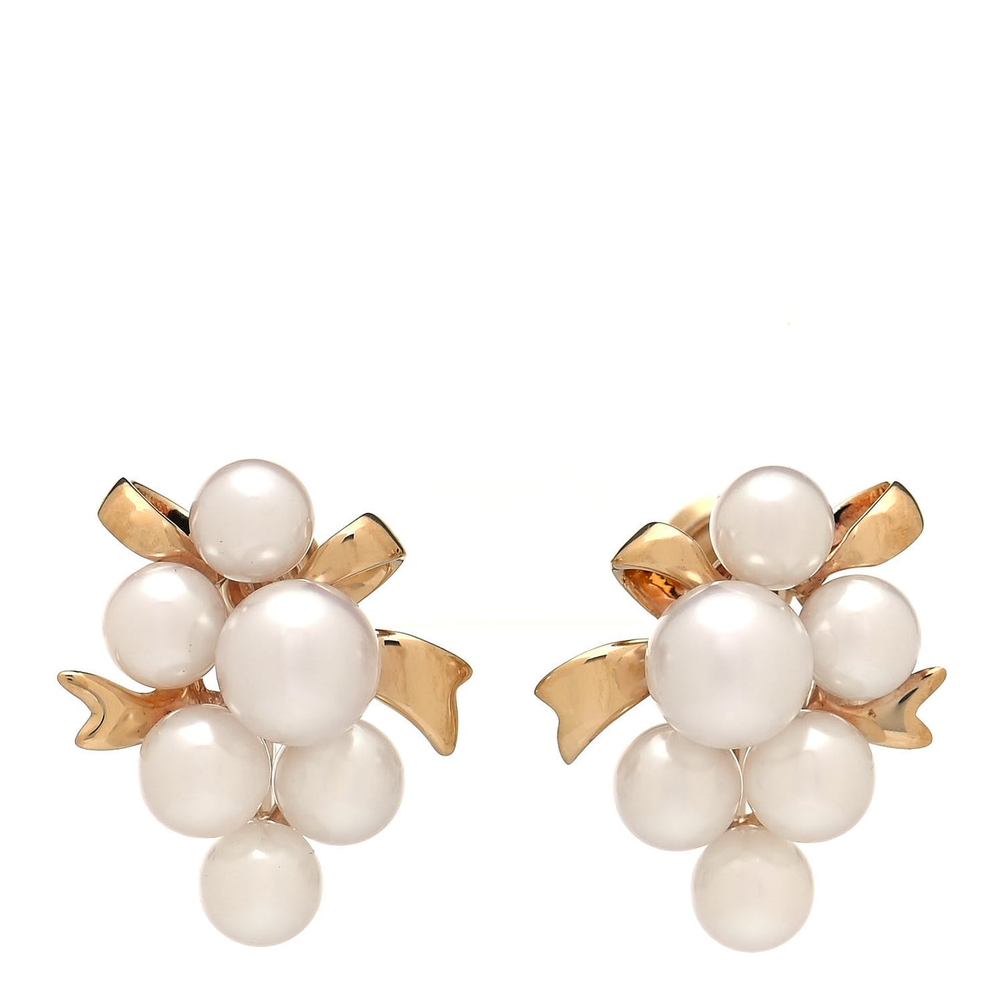 18K Yellow Gold Akoya Pearl 5-6.5mm Ribbon Screw Back Earrings