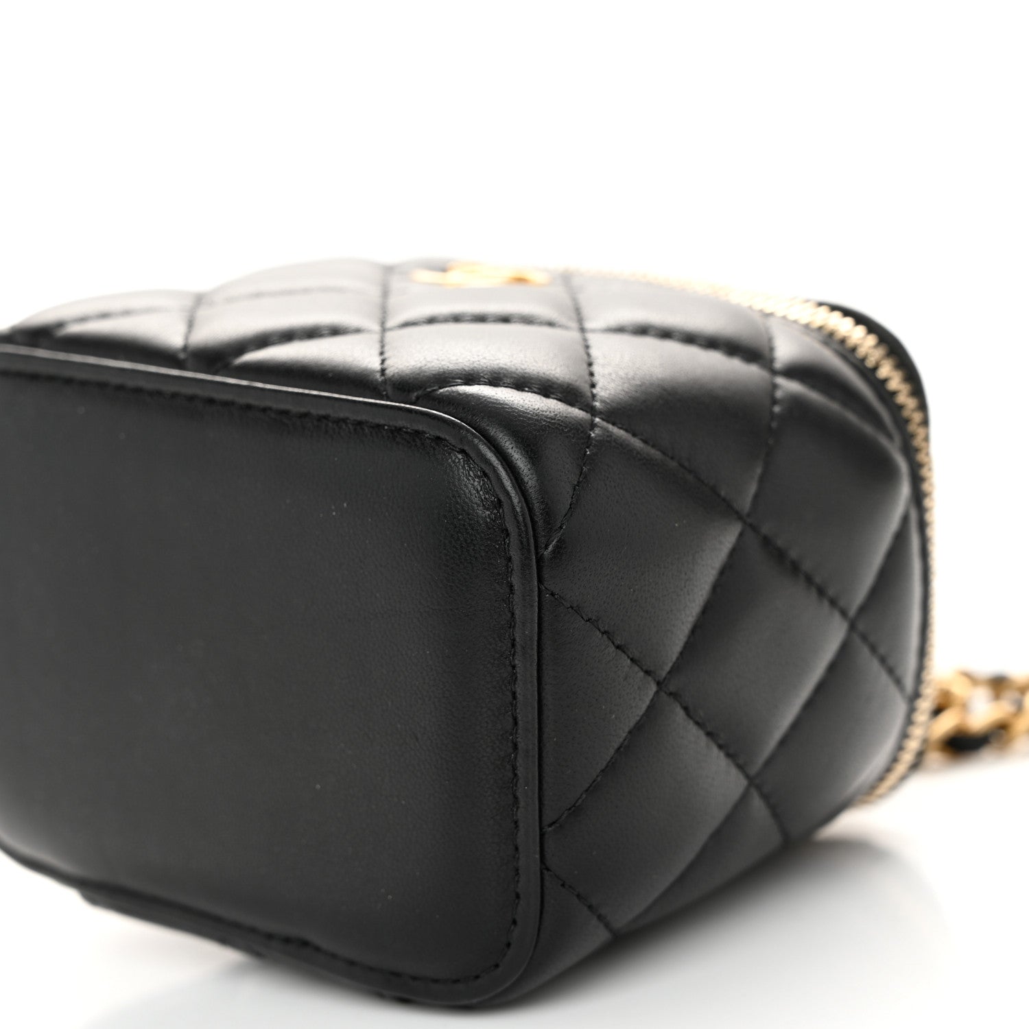 Chanel Lambskin Quilted Mini Pearl Crush Vanity Case With Chain Black 10 of 10