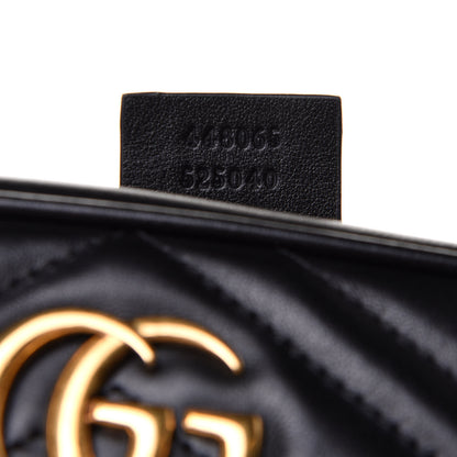 Gucci Calfskin Matelasse Mini GG Marmont Chain Shoulder Bag Black 7 of 10