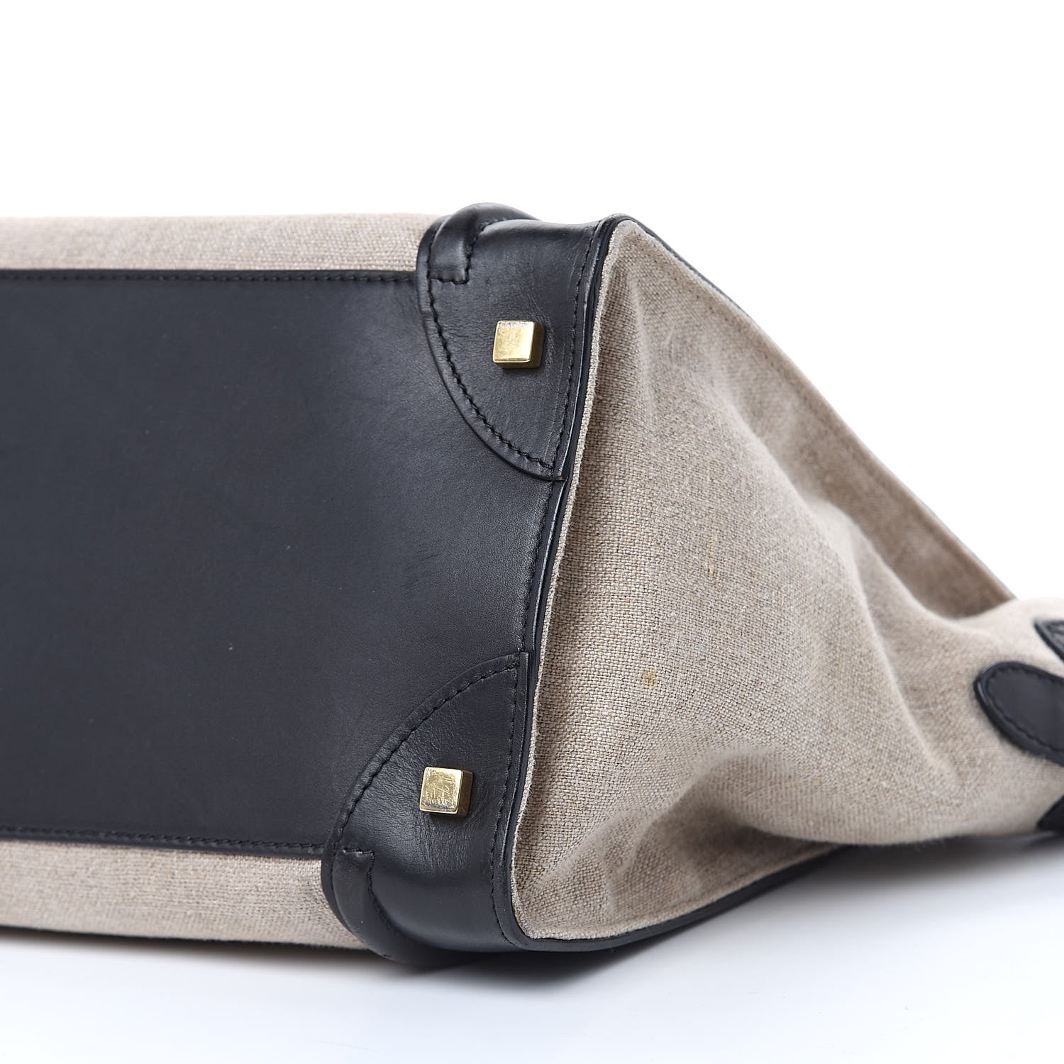 Celine Linen Smooth Calfskin Mini Bi-Color Luggage Natural Black 9 of 19