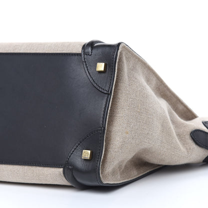 Celine Linen Smooth Calfskin Mini Bi-Color Luggage Natural Black 9 of 19