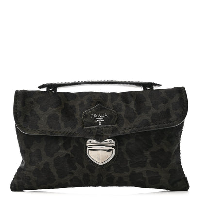 Prada Cavallino Leopard Print Pushlock Envelope Clutch Mimetico 1 of 16