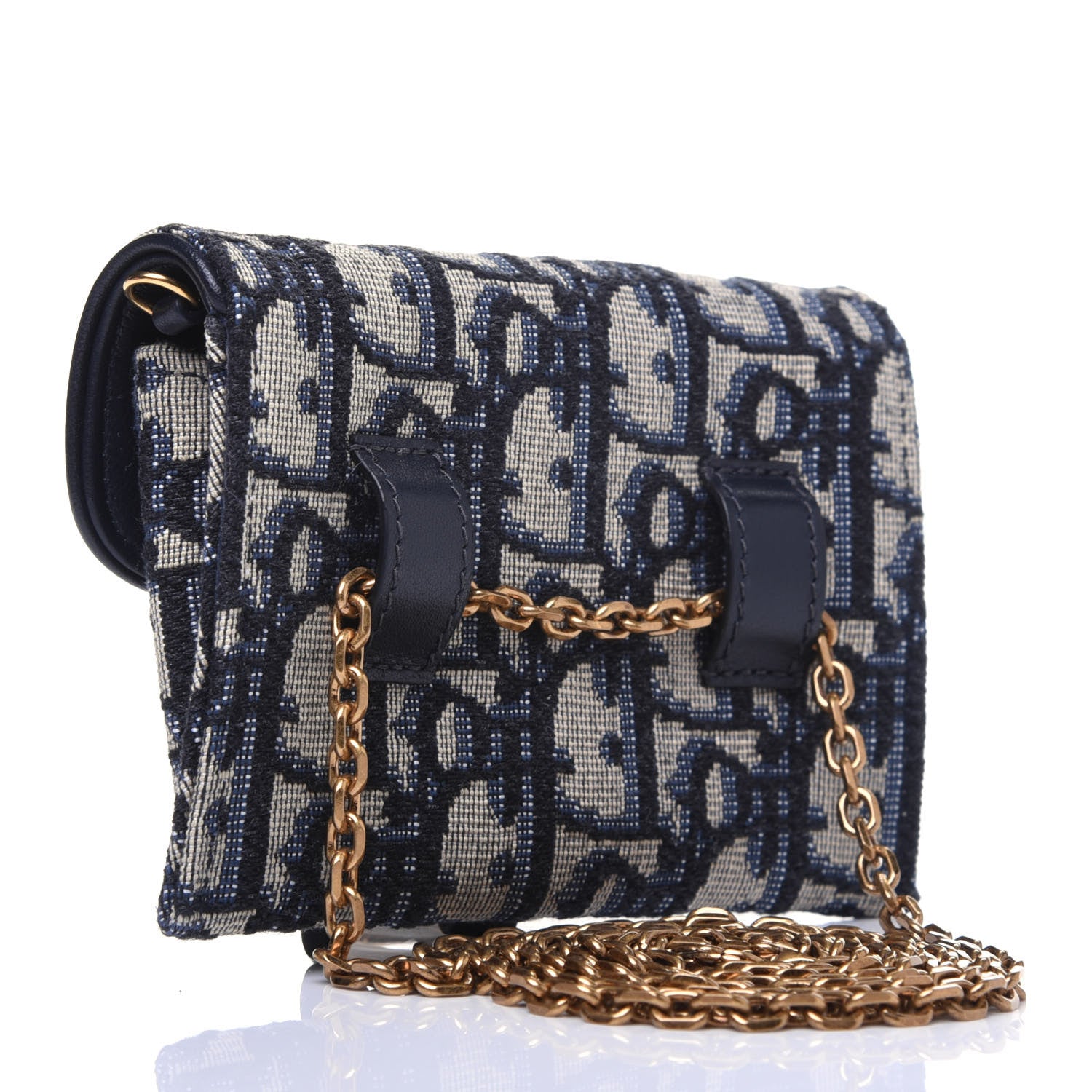 Christian Dior Oblique Nano Saddle Chain Pouch Blue 3 of 12
