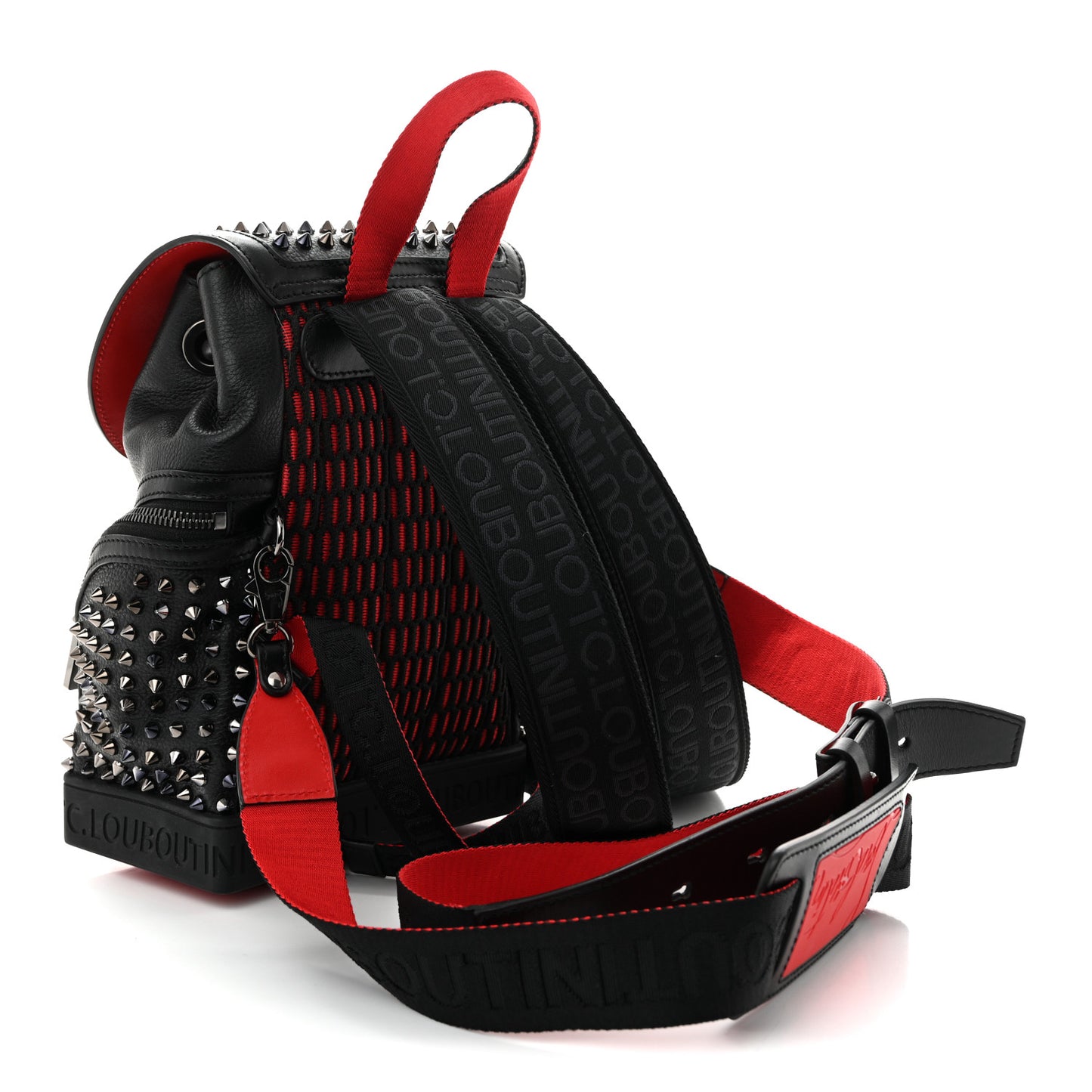 Calfskin Spiked Small Explorafunk Backpack Black