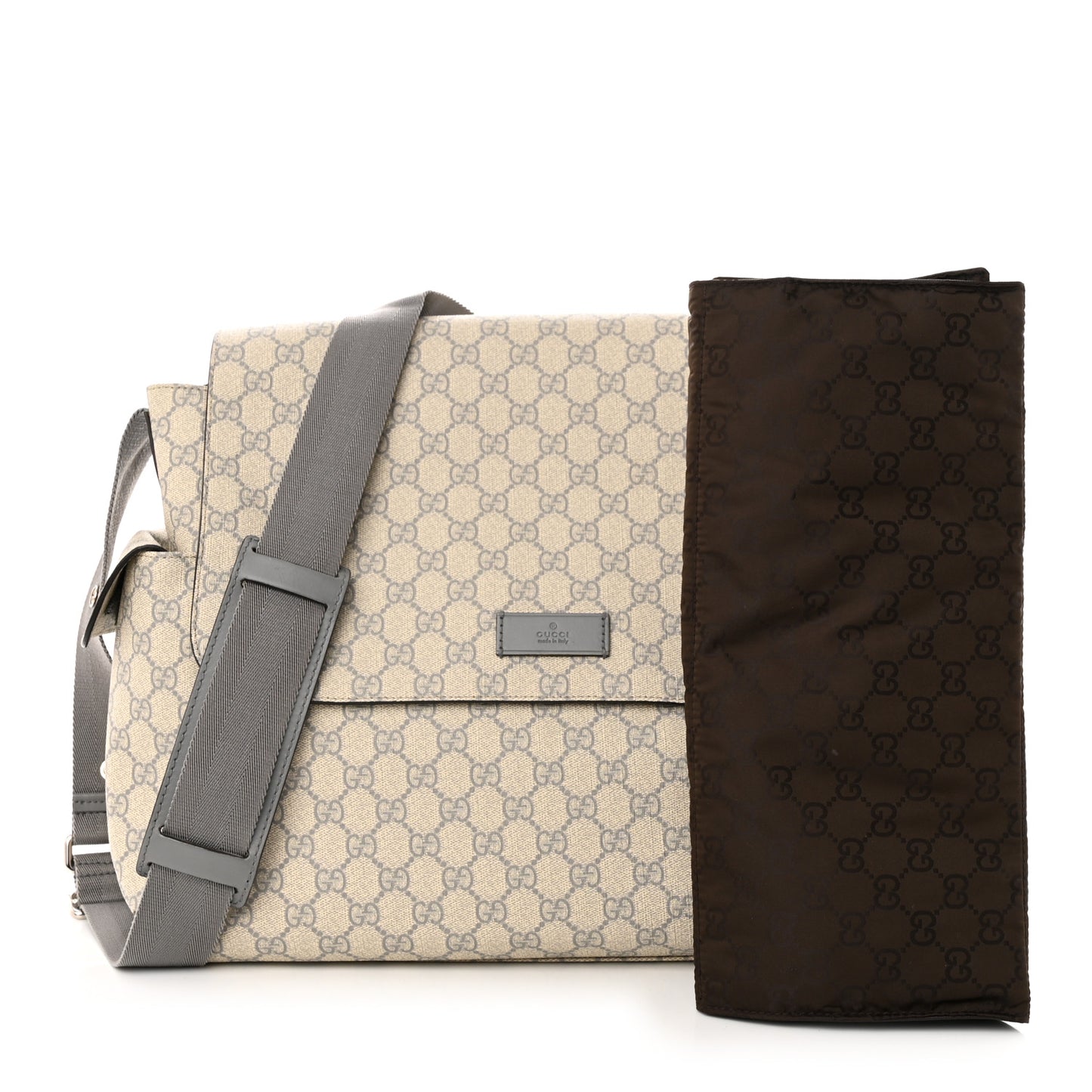 GG Plus Monogram Messenger Diaper Bag Ecru Grigio