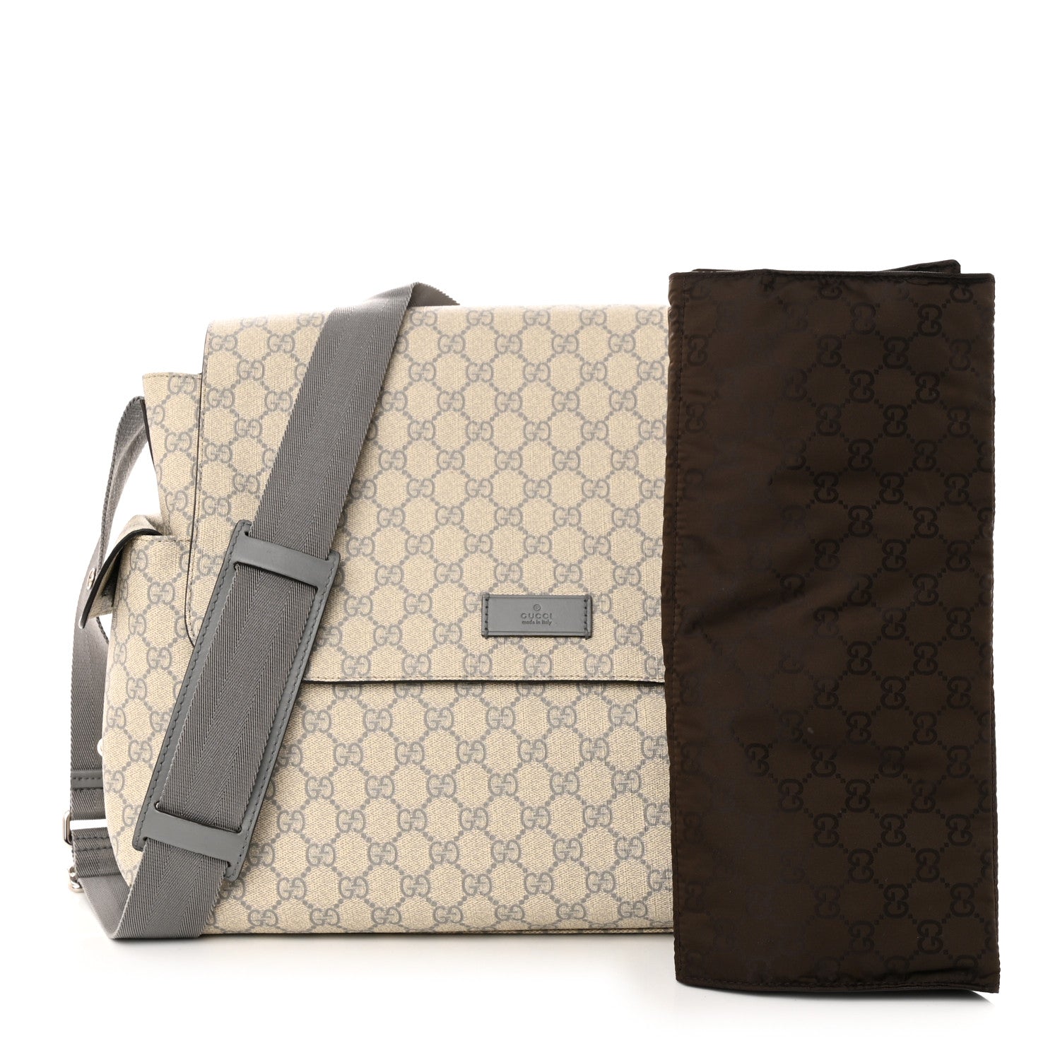 Gucci GG Plus Monogram Messenger Diaper Bag Ecru Grigio 1 of 11