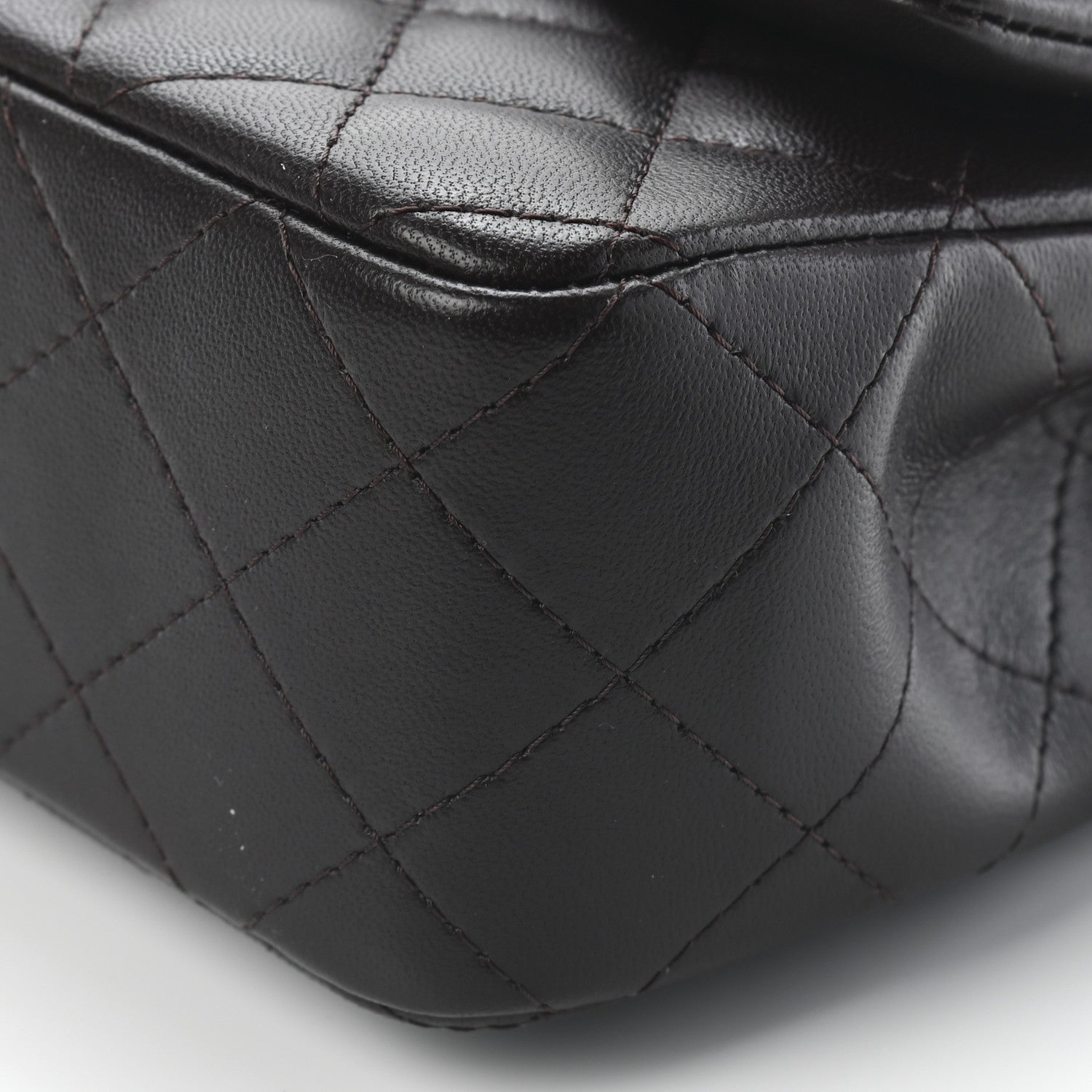 Chanel Lambskin Quilted Mini Rectangular Flap Dark Brown 9 of 9