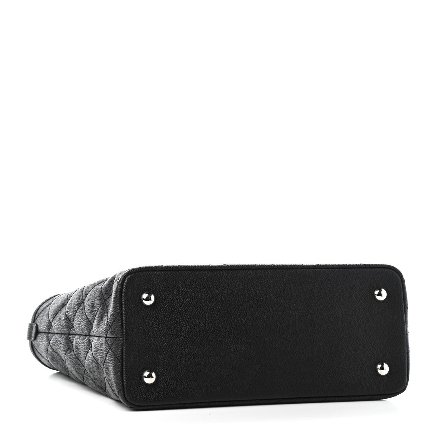 Grained Calfskin Quilted Small Daily Shopping Tote Black