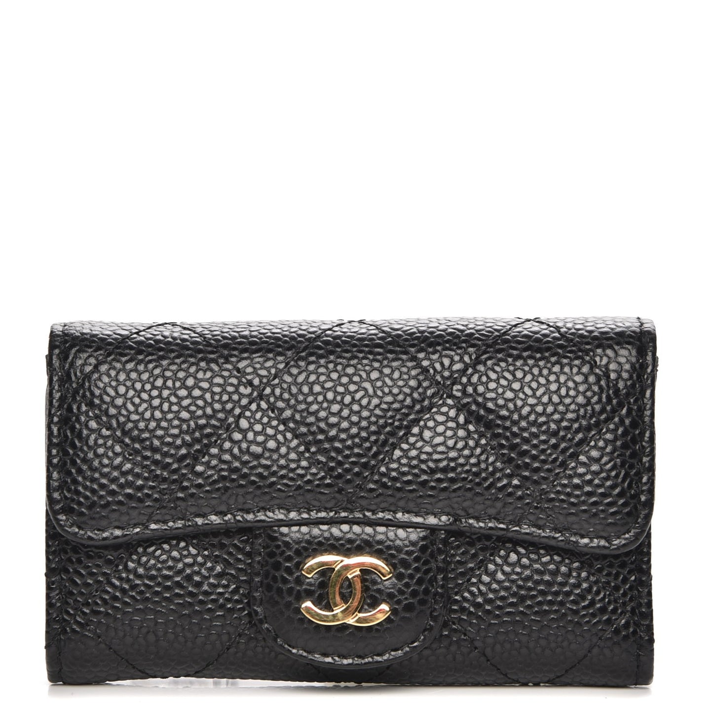 Caviar Quilted 6 Key Holder Black